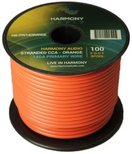 Harmony Car Primary 14 Gauge Power or Ground Wire 100 Feet Spool Orange Cable