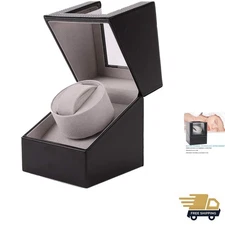 Luxury Single Watch Winder in PU & Carbon Fiber Leather – Silent Japanese Motor
