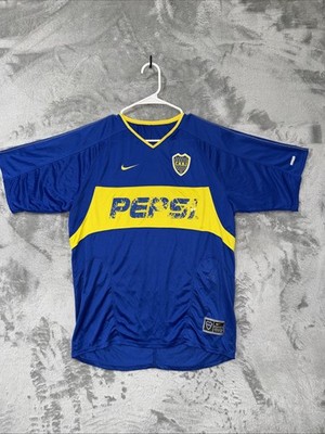 Nike Boca Juniors Soccer Jersey Pepsi CABJ Dri Fit  Men s Medium Blue Yellow