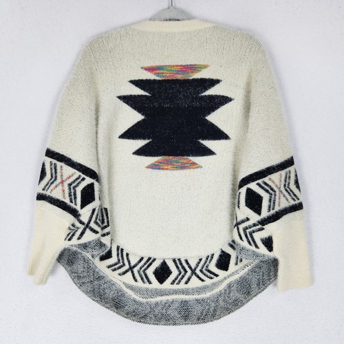 Kamana Sweater Womens One Size Cream Black Aztec Southwestern Poncho Casual NEW - Picture 10 of 11