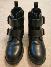 girls size 2 black Dream Pairs boots shoes buckles zipper
