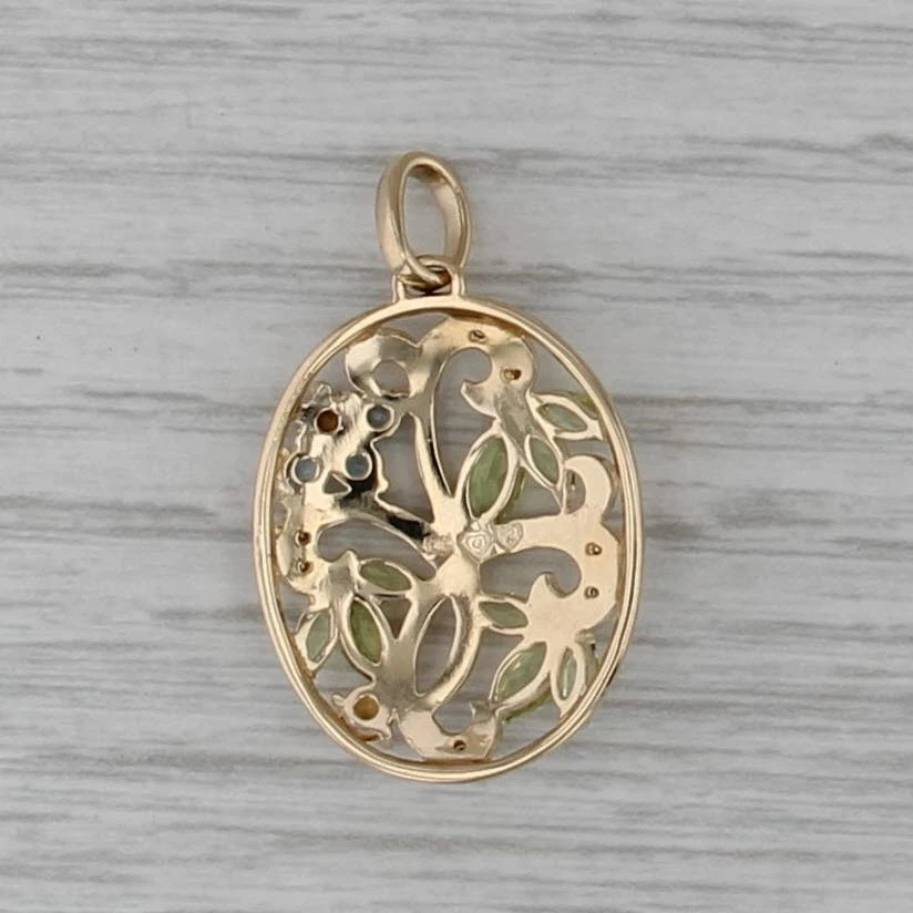 1.38ctw Peridot Topaz Citrine Floral Pendant 14k Yellow Gold - Image 2 of 4