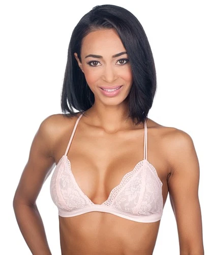 Honeydew Floral Lace No Pad Wireless Triangle Sheer Unlined Bralette BLUSH
