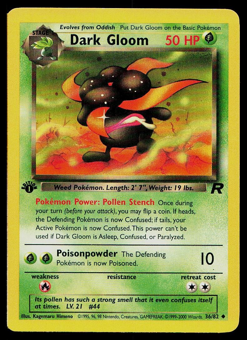 Pokemon Card Team Rocket Dark Gloom 36/82 1st Edition Uncommon