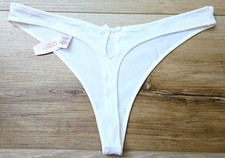 NWT Vintage Victoria's Secret White Silky Smooth Keyhole Bow Low Thong Panties M