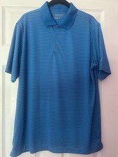 Mens Nike Golf Dri Fit Tour Performance Polo Shirt Blue White Stripes Sz L