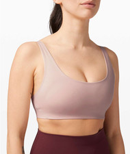 Lululemon In Alignment Straight Strap Bra A/B W2BVZS Misty Pink - Size 4