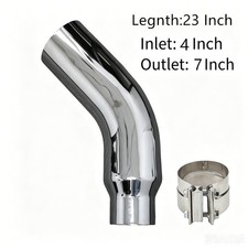4-7 5-7 5-8 Inlet Outlet Diesel Exhaust Turndown Elbow Tip Chrome 23 Long