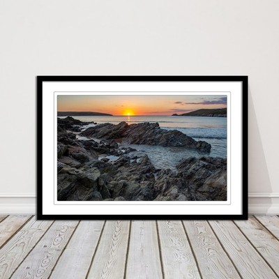 Crantock Beach, Newquay Cornwall. Gerahmter Bilderdruck, Rahmenfarben wählbar.