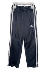 adidas Boys Gray Track Pants White Stripes Elastic Waist Drawstring size 5