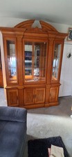 Beautiful Yew Wood Display Cabinet with Glass Doors Excellent Condition