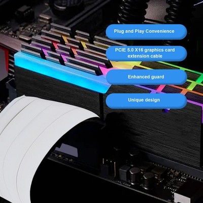 PCIE 5.0 X16 Riser Cable 180° PCIE 5.0 Graphics Card Extension Cable 128Gbps SET