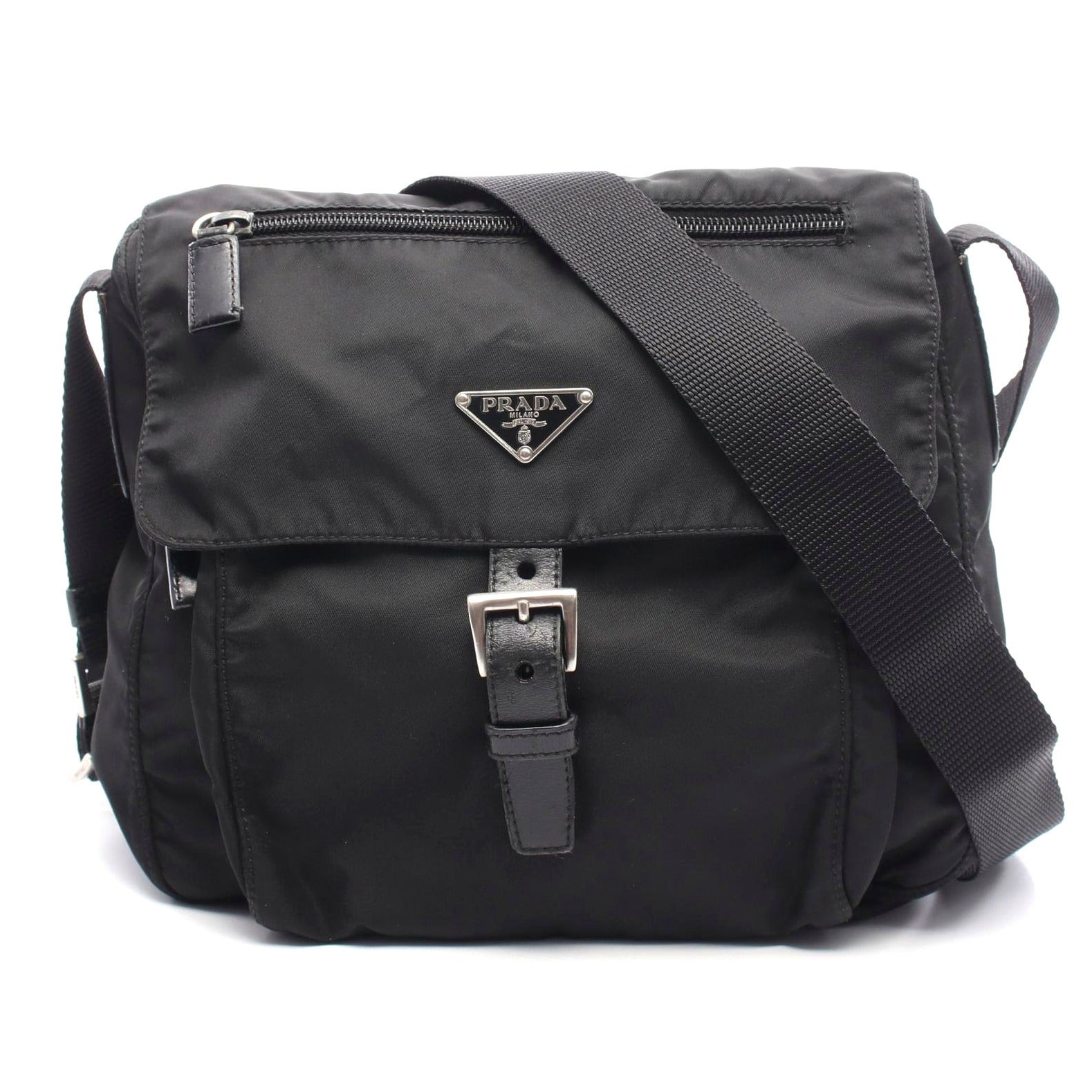 Prada Black Nylon Leather Shoulder Bag for Women One Size 543058