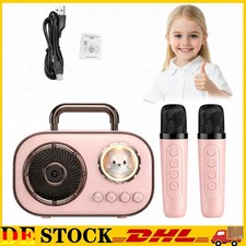 Kinder Karaoke-Maschine Tragbarer Bluetooth-Lautsprecher  Mit 2 Mikrofonen