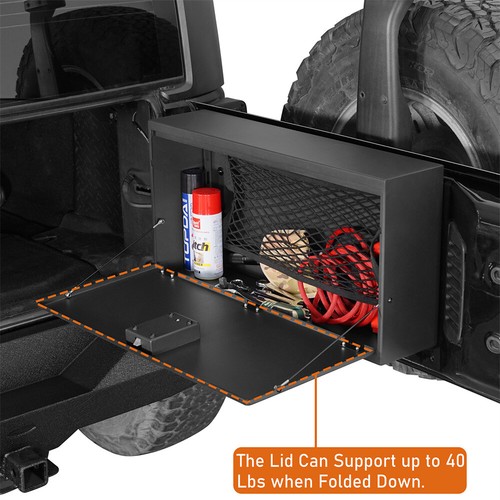Interior Tailgate Storage Lockable Box Foldable Table Fit 15-18 Jeep Wrangler JK - Foto 4 di 16