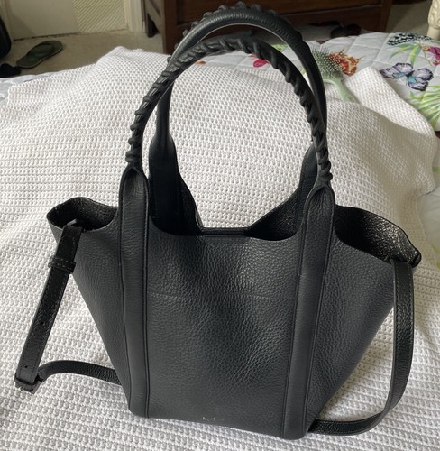 BOTKIER Black Leather Convertible Satchel Purse Bag Handbag-VERY NICE - Picture 2 of 12