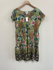 Loralette Women Plus Size 14 Green Floral Unwind Tier Dress
