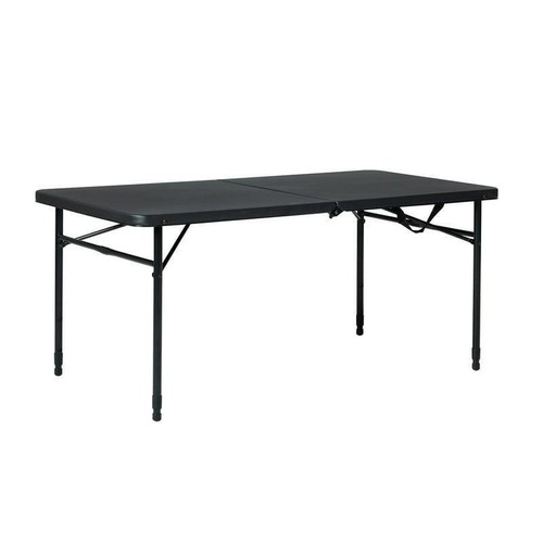 Adjustable 4ft Black Folding Table Indoor Outdoor Use Compact Rectangle Portable - Picture 4 of 5