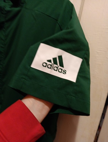 Adidas Polo Men Sz Medium Green Short Sleeve 1/4 Zip Sport Logo Zip Pockets - Picture 6 of 12