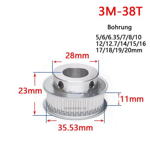 3M 12-140 Zähne Riemenscheibe Zahnrad 12-140T Pulley für 10mm Breite Zahnriemen - Picture 20 of 37