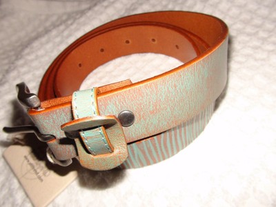 Old Trend Bur Ace Aqua Leather Belt Size L ABP leather belt + steel buckle - Wild alligator – Atelier  main image 4