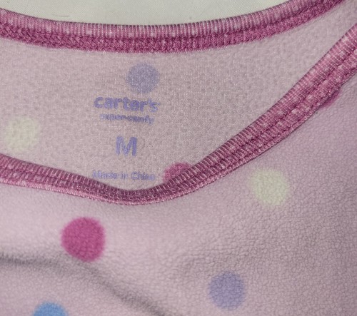 Carters Girls Medium Fleece Night Gown Purple,Flower, Long Sleeve Soft - Picture 2 of 5