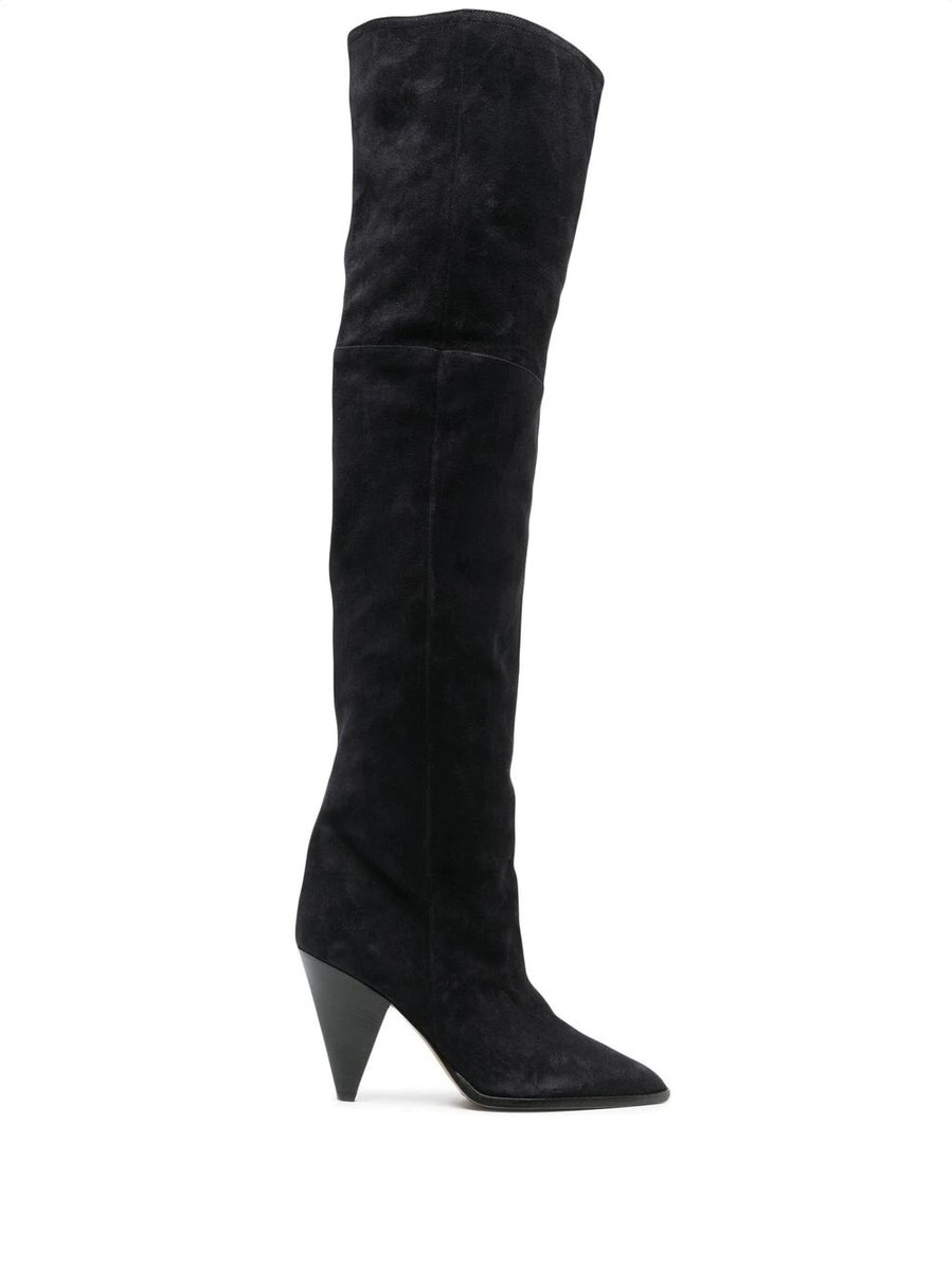 $1600 ISABEL MARANT Riria suede thigh-high boots POINTED FADED