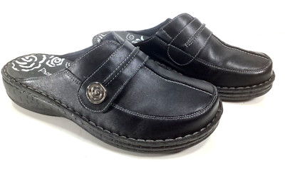 Propet Casual Shoes Women's Size 10 Jana Black Leaather Slip On Slides Clogs