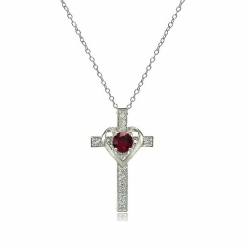 18.00 Carat Simulated Ruby Heart Pendant Necklace With CZ Accents In Sterling Silver. 18" | Ross Simons - Foto 2