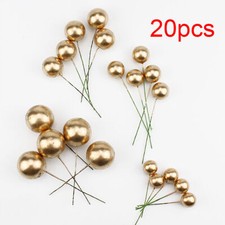 Golden Balls Cake Toppers Birthday Wedding Party Cupcake Dessert Decoration UK