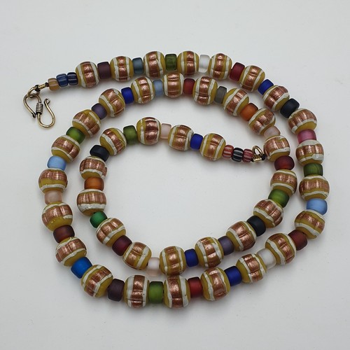 Vintage Venetian Style Aventurine & MultiColor Glass Beaded Necklace - Picture 2 of 18