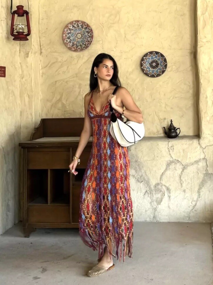 ZARA NWT WOMAN SS24 FRINGED KNIT MIDI DRESS MULTICOLORED ZARA NWT WOMAN SS24 FRINGED KNIT MIDI DRESS MULTICOLORED