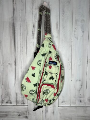 KAVU GREEN WATERMELON SUMMER CROSSBODY SLING MESSENGER BACKPACK CANVAS ROPE BAG