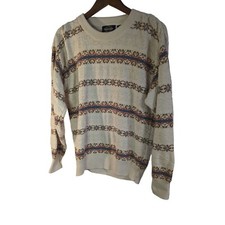 Towncraft Vintage 80s Women's Grandpa Pullover Sweater 100 Cotton Sz Large
