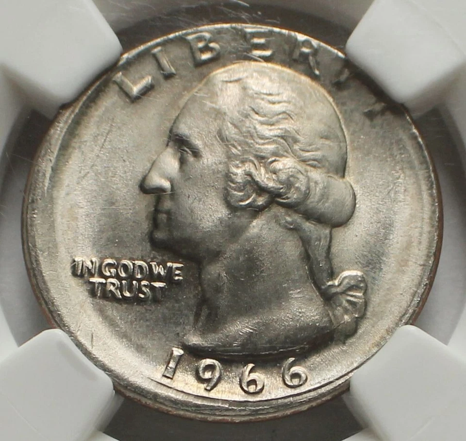 1966 Broadstruck Error Washington Quarter 25C - NGC MINT ERROR MS 65 - Image 2 of 4