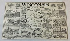1919 book leaf print ~ WISCONSIN The Badger State