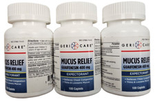 Gericare MUCUS Relief CAPLETS 400mg 100 ct  3 bottles  --