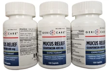 Gericare MUCUS Relief CAPLETS 400mg 100 ct ( 3 bottles ) --