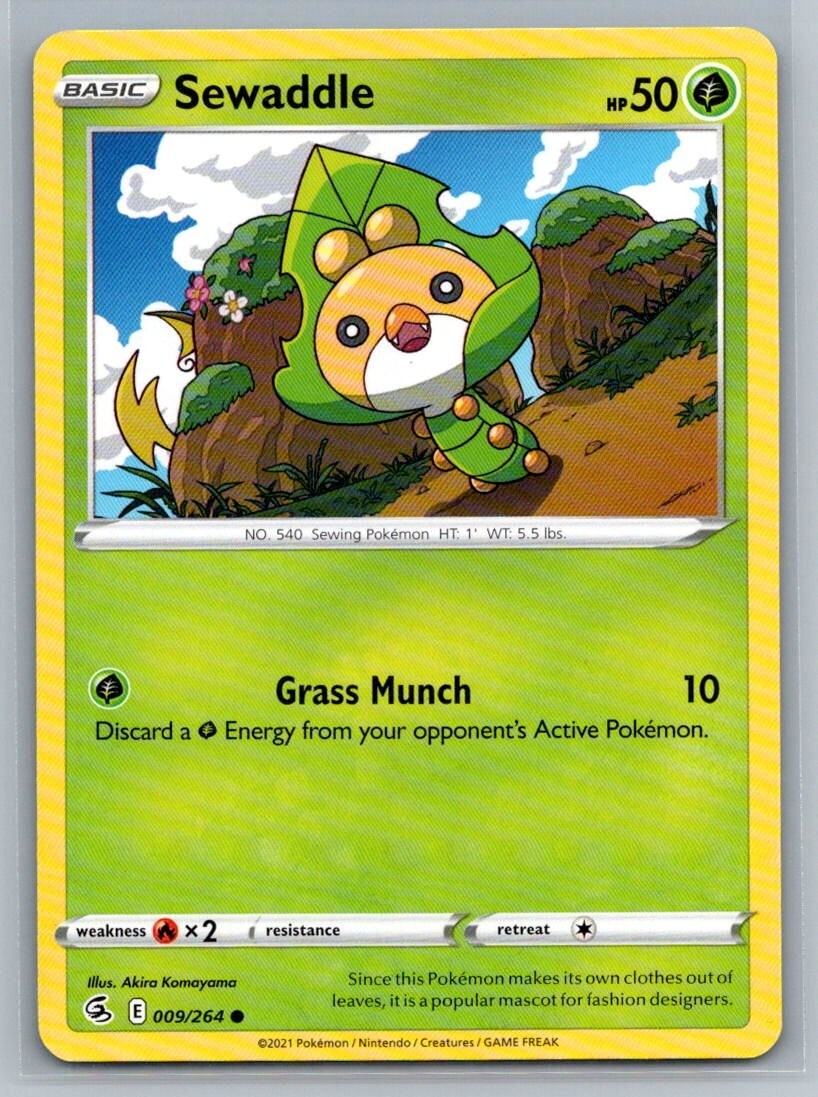 Sewaddle 9/264 Fusion Strike Common Pokémon TCG 2021