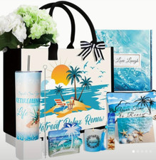 7 Retirement Gifts For Women with beach ocean theme in box! Friend, coworker...
