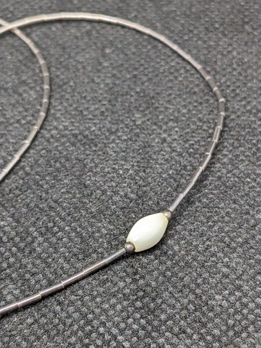 Delicate Green & Purple Gemstone & Pearl Sterling Silver Necklace .E46 - Picture 7 of 7