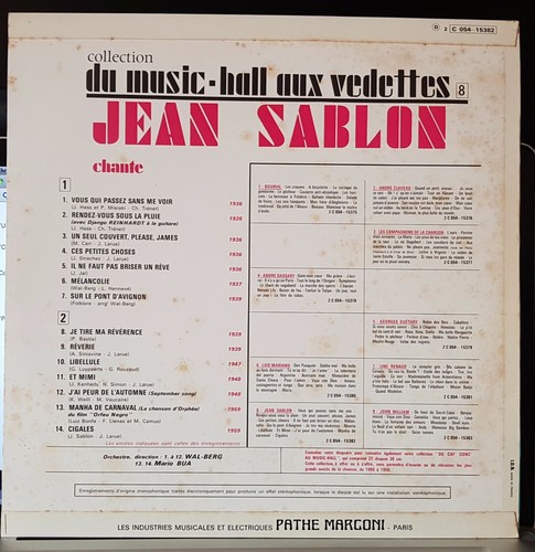Jean Sablon – Chante - French LP record excellent, cover VG+ - Picture 2 of 3
