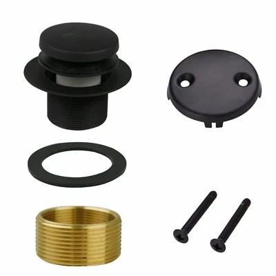 Black Tub Drain Tip Toe Bathtub Trim Set Conversion Kit 2hole overflow Faceplate - Image 1 of 4