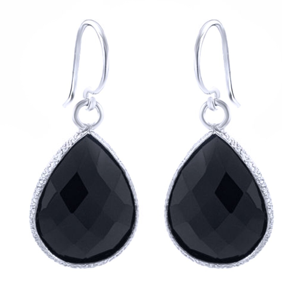 Onyx Drop Dangle Earrings 14k White Gold Over 925 Sterling Silver Nowe wydanie, zapewnienie jakości