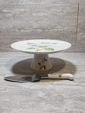 Botanical by Toscany Collection Pedestal Cake Plate with Cake Knife Japan