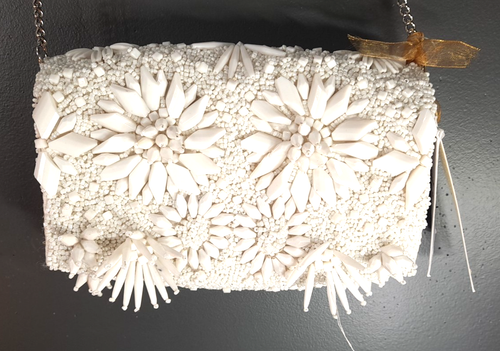 Handcrafted In India Beaded Shell Clutch Shoulder Bag Trend Floral Viral Tiktok - Picture 3 of 17