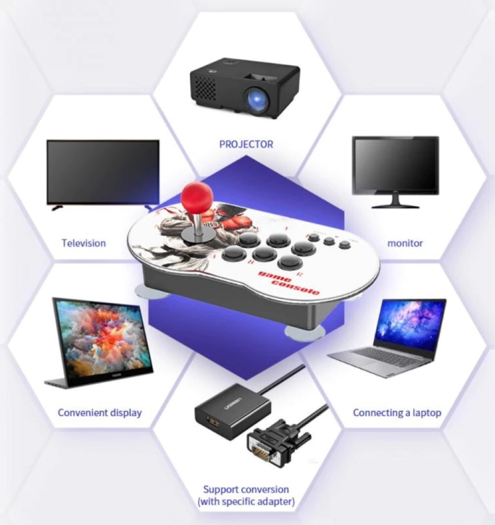 CONSOLE VIDEOGIOCHI RETRO' 2 GIOCATORI JOYSTICK 10000+ GIOCHI CABINATO Q-GA3X - Foto 5 di 6