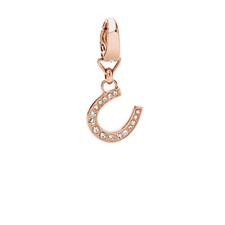 NEW-FOSSIL ROSE GOLD HORSE SHOE CRYSTAL CHARM PENDANT JF00180791