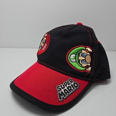 Super Mario Bros Youth Adjustable Cap Hat Black Red Nintendo
