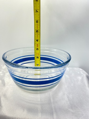 Vintage Anchor Hocking Set of 3 Striped Bowls Red 2.5 qt Yellow 1.5 qt Blue 1 qt - Picture 18 of 24